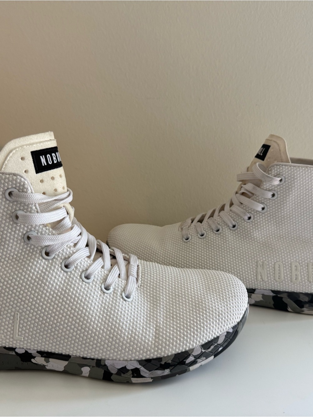NOBULL White High-Top Athletic Trainers with Camo Midsole